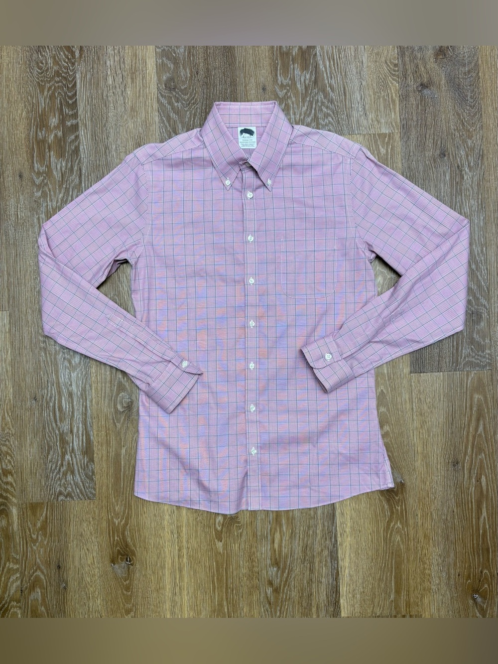 Brooks Brothers Pink Windowpane Button-Down Dress Shirt